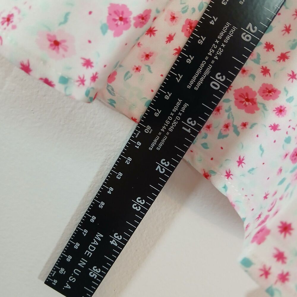 White Pink Floral Summer Dress Criss Cross Tie Back Small Ruffle - Picture 9 of 9